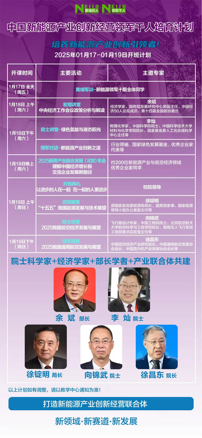 2025年1月17-19日中國(guó)新能源產(chǎn)業(yè)創(chuàng)新經(jīng)營(yíng)班開(kāi)課通知